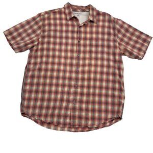 Horny Toad Organic Cotton Plaid Short Sleeve Button-Down Shirt Men's Size Large